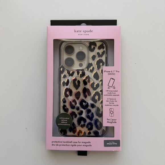 Kate Spade Case Apple iPhone 14 Pro Leopard Print Crossbody Faux Quilted Leather - Picture 2 of 16